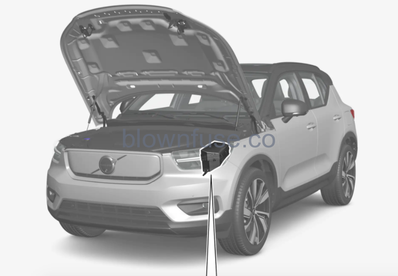 2022 Volvo XC40 Recharge Pure Electric engine fuse box location