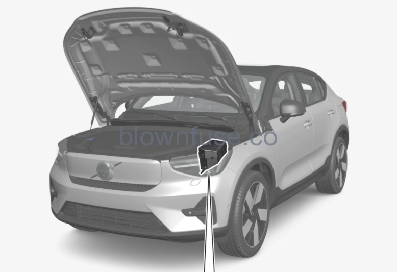 2022 Volvo C40 engine fuse box location
