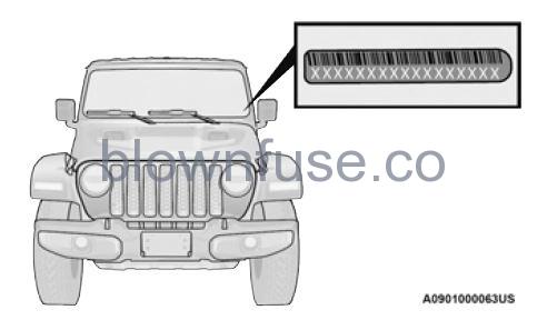 2022 Jeep Wrangler VEHICLE IDENTIFICATION NUMBER (VIN) fig 1