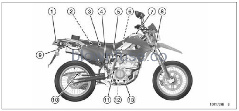 2022-Kawasaki-KLX300/KLX300SM-Location-of-Parts-(KLX300E)-FIG-3