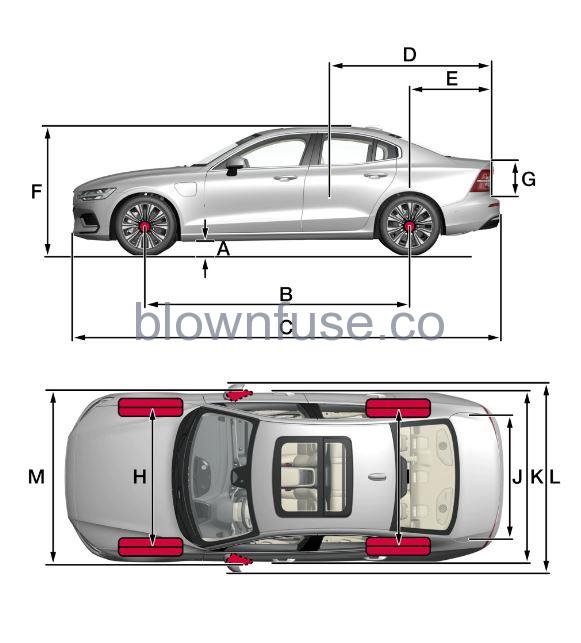 2023 Volvo S60 Dimensions and weights fig 1