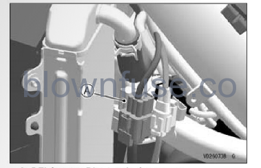 2022 Kawasaki KX450 LOCATION OF DFI SYSTEM DIAGNOSTIC CONNECTOR FIG 1